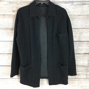 ISDA & Co Open Front Cardigan Sweater Wool Blend Pockets Made in USA Small